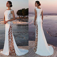 Womens Solid Formal Wedding Bridesmaid Lace Evening Party Ball Prom Long Dress