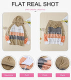 Biucly Womens Stripes Color Block Knit Sweater Zip Up Hoodies Long Sleeve Lightweight Drawstring Jacket Pullover Sweatshirts Sweaters Fall Winter 2022,US 18-20(2XL),Multicolor | Women's Sweaters