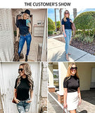 LIYOHON Womens Tops Dressy Casual Fall Cute Tops Mock Turtleneck Business White T Shirts Black-M | Women's Casual Dresses