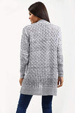 Ladies Cable Knit Open Waffle Boyfriend Cardigan Long Sleeve with Pockets | Women's Cardigan