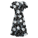 Women's Ladies Summer Casual Loose Comfortable Print V-Neck Short Sleeve Mini Dresses for Women Sundresses | Original Brand