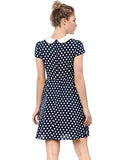 Women's Peter Pan Collar Above Knee Contrast Polka Dots Dress