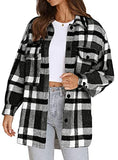 Women's Button Down Plaid Flannel Shirt Boyfriend Long Sleeve Oversized Blouses Tops 6017 Black Small | Women's Casual Dresses
