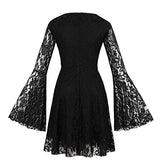 Women's Flare Sleeves Lace Witchy Gothic 40s Vintage Dress | Original Brand | Women's Cocktail Dresses