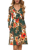 LAINAB Women's Floral Fall Long Sleeve Pockets Casual Tunic T Shirt Wrap Dress | Women's Casual Dresses