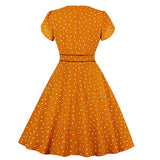 Women's Polka Dots Hearts V Neck Wrap Vintage Dress with Pocket | Original Brand | Women's Cocktail Dresses