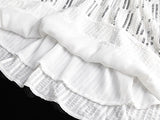 Womens Backless Sleeveless Sequin Stripe Mini Dress with Deep V Back, White | Original Brand | Women's Cocktail Dresses