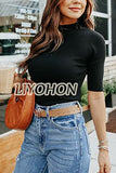 LIYOHON Womens Tops Dressy Casual Fall Cute Tops Mock Turtleneck Business White T Shirts Black-M | Women's Casual Dresses