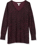 Burgundy Animal Women's Lightweight Long-sleeve V-neck Tunic Jumper - Ae Store | Women's Jumpers