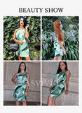 Palm Leaf Floral Casual Dresses for Women Summer Beach Dress Sleeveless Short Sundresses