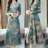 Women Dresses Promotion Sale Women Fashion Lady Knee Length Lapel Long Sleeve Printing Dress Plus Size Dress Party Dress Vintage Dress UK Size S - XXXXL | Original Brand | Women's Cocktail Dresses