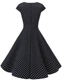 Women's 50s Rockabilly Dresses Hepburn Style Cocktail Dresses Vintage Retro Dress Pleated Skirt Knee-Length