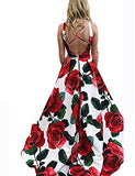 FTBY Print Prom Dress Satin Evening Gowns Women With Pockets Ball Gown