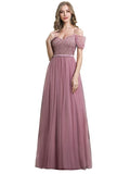 Women's A-Line Cold Shoulder Wedding Party Long Bridesmaid Dress - Sara Clothes | Women's Formal Dresses