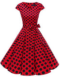 DRESSTELLS Women's 50s Rockabilly Dresses Hepburn Style Cocktail Dresses Vintage Retro Dress Pleated Skirt Knee-Length