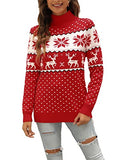 LYHNMW Women's Ugly Christmas Sweaters Snowflake Reindeer Long Sleeve Holiday Knit Xmas Sweater Pullover Tops | Women's Sweaters