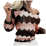 Women's Long Sleeve V Neck Striped Sweaters Color Block Comfy Loose Oversized Knitted Pullover Sweater Jumpers Tops | Women's Sweaters