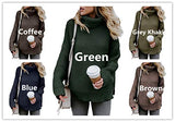 Aleumdr Womens Fashion Warm Turtleneck Long Sleeves Solid Printed Chunky Knit Jumper Pullover Sweater Green Small | Women's Sweaters