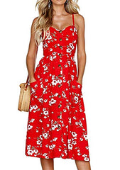 YMING Women's Flower Printing Dress Party Dress Boho Summer Dress Evening Dress | Women's Cocktail Dresses