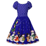 Polka Dot Penguin Print Short Sleeve Round Neck Christmas Large Size Dress Retro Dress (XL-5XL) | Original Brand