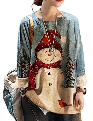 YESNO Women Sweater Graphic Oversized Pullover Sweaters Casual Loose Long Sleeve Knit Tops S01