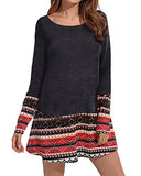 CNFIO T Shirt Dress for Women Loose Bohomian Long/Short Sleeve Tunic Tops Mini Dresses with Pockets | Women's Casual Dresses