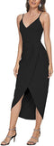 Black Women's Sexy V Neck Backless Maxi Dress Sleeveless Spaghetti Straps Cocktail Party Dresses - CMZ2006 | Women's Cocktail Dresses