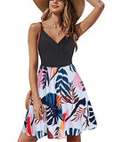 Floral White V Neck Floral Spaghetti Strap Summer Dress Casual Swing Midi Sundress with Pocket - STYLEWORD | Women's Casual Dresses