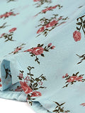Women's Floral Vintage V Neck 3/4 Sleeves Flare Button Front Midi Dress