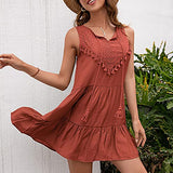 Summer Dresses for Women, Ladies V-Neck Sleeveless Summer Casual Lace Tassel Vacation Dress Party UK Size | Women's Work Dresses