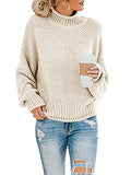 Womens Turtleneck Oversized Sweaters Batwing Long Sleeve Pullover Loose Chunky Knit Jumper