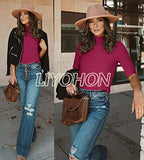 LIYOHON Womens Tops Dressy Casual Fall Cute Tops Mock Turtleneck Business White T Shirts Purple-M | Women's Casual Dresses