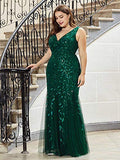 Women's Double V-neck Sleeveless Mermaid Dress Plus Size Evening Prom Dress 7886-pz | Women's Evening Gowns