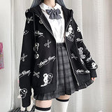 Halloween Cartoon Anime Hoodie-Harajuku Gothic Fake Two Piece Pullovers, Women's Casual Cute Japanese Anime Sweatshirts Tops | Original Brand | Women's Cardigan