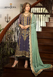 Asim Jofa Chiffon, Dark Grey & Light Green Jhilmil Collection Online Shopping