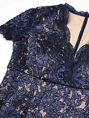 Women's Long V-neck Fit And Flare Dress Lace