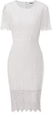 Ivory Women's Elegant Floral Lace Bodycon Cocktail Lace Dress - ALLANDWELL | Women's Cocktail Dresses