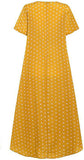 Yellow Summer Short Sleeve Long Dress Fancy Cocktail Dress Party Elegant Swing Dress Maxi A-line Dress - Amhomely | Women's Casual Dresses