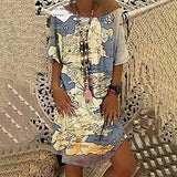 Women's Dress Sweet & Cute Dress Ladies Summer Casual Loose Print O-Neck Short Sleeve Dress Fancy Cocktail Dress Party Dress Maxi A-line Dress | Original Brand | Women's Cocktail Dresses