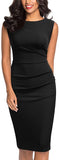 Black Women's Retro Ruffle Style Slim Work Pencil Dress - Miusol | Women's Cocktail Dresses