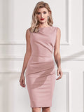 Pink Women's Retro Ruffle Style Slim Work Pencil Dress - Miusol | Women's Cocktail Dresses