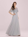 Women's Embroidery Maxi Party Dress Chiffon Evening Dress  - Sara Clothes