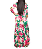Green Lilly Womens Casual Floral Print Long Maxi Dress Plus Size Plain Party Outfits - JTNFairy | Women's Casual Dresses