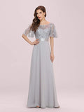 Women's Embroidery Maxi Party Dress Chiffon Evening Dress  - Sara Clothes