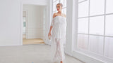 Womens Casual Off Shoulder Maxi Dress White Lace Sleeve Beach Dresses