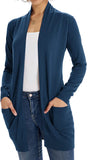 Bright Blue Women Open Front Cardigan Sweaters Pockets Long Sleeve Shrugs - GRACE KARIN | Women's Cardigan