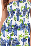 Womens Bandeau Paisley Print Maxi Dress Summer New Full Length Skirt