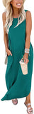 Teal Blue Women's Casual Loose Long Sleeveless Sundress with Pockets - ANRABESS | Women's Casual Dresses