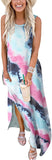 Tie Dye Purple Women's Casual Loose Long Sleeveless Sundress with Pockets - ANRABESS | Women's Casual Dresses
