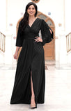 Black Womens Long Bridesmaid Cocktail Evening Short Sleeve Maxi Dress Gown - KOH KOH | Women's Cocktail Dresses